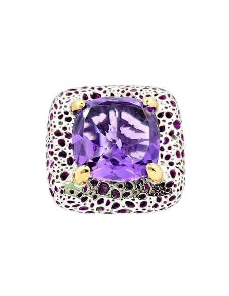 Anello Mimi Vulcanica quadrato con Ametista e smalto viola