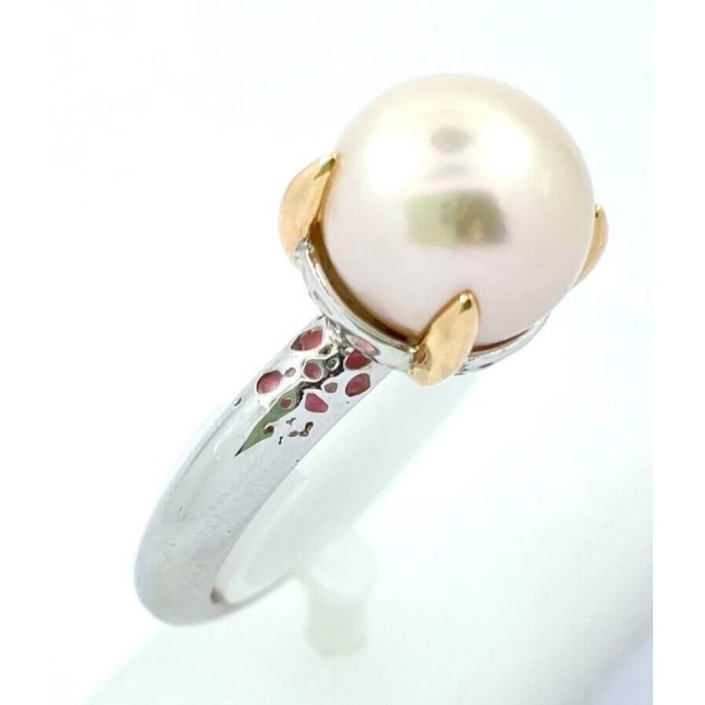 Anello Mimi Vulcanica con perla e smalto rosa - A21VVM311