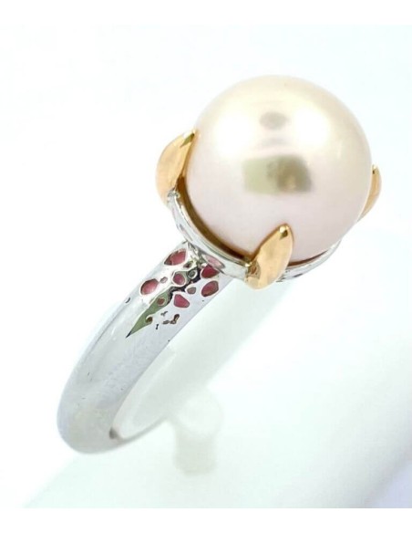 Anello Mimi Vulcanica con perla e smalto rosa - A21VVM311