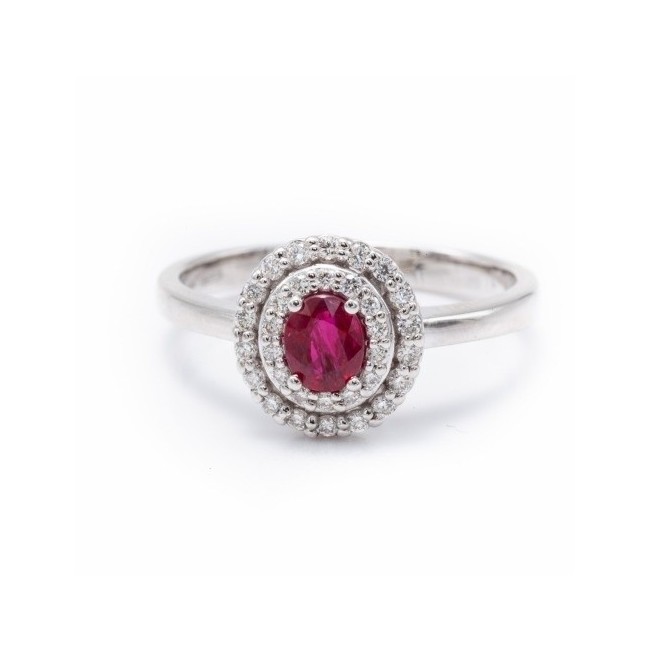 Miluna Ring aus Weißgold mit Rubin und Diamanten - LID3454