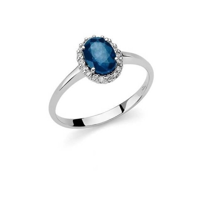 Miluna Ring aus Weißgold mit Saphir und Diamanten - LID3271