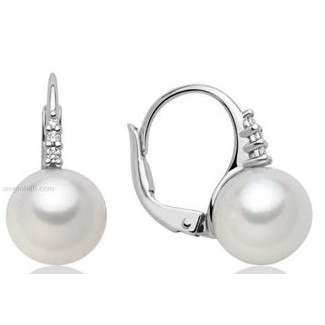 Miluna earrings Pearls and diamonds leverback - PER2543