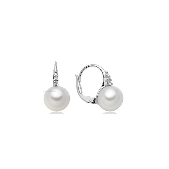 Miluna earrings Pearls and diamonds leverback - PER2543