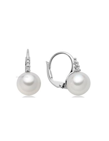 Miluna earrings Pearls and diamonds leverback - PER2543