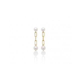 Miluna Miss Italia earrings in gilded silver and pearls - PER2512