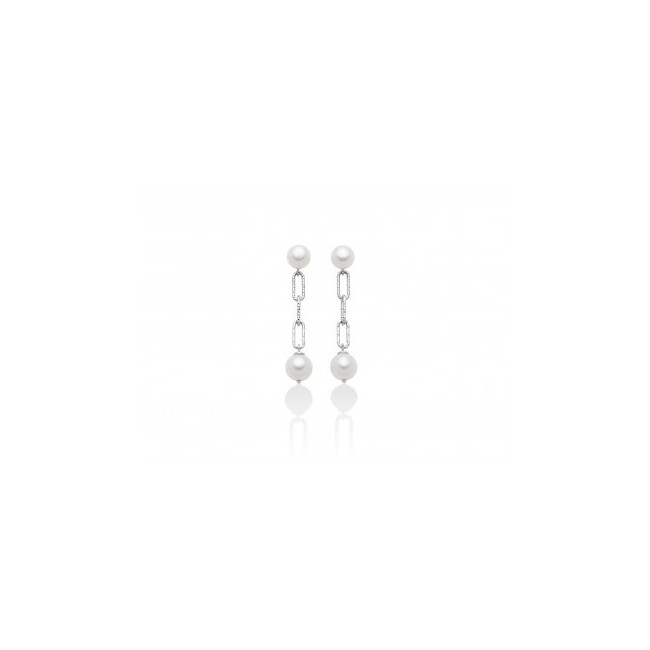 Miluna Miss Italia earrings in silver with pearls - PER2511