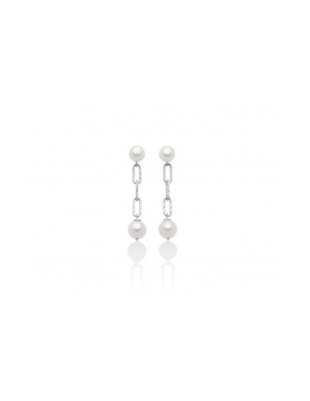 Miluna Miss Italia earrings in silver with pearls - PER2511