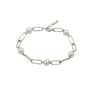 Miluna Miss Italia bracelet in silver and 8mm pearls - PBR3201
