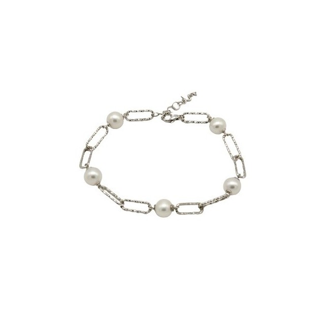 Miluna Miss Italia bracelet in silver and 8mm pearls - PBR3201