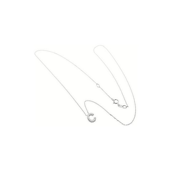 Bliss necklace with letter C pendant in white gold