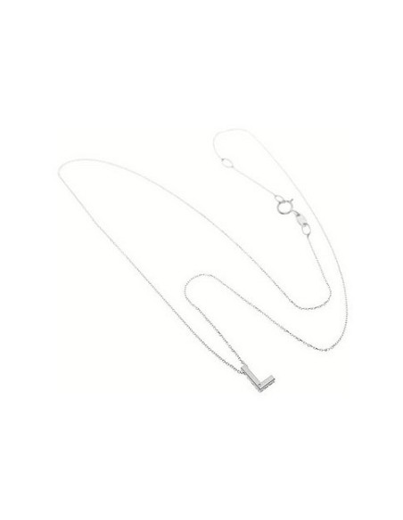 Collana Bliss con pendente lettera L in oro bianco