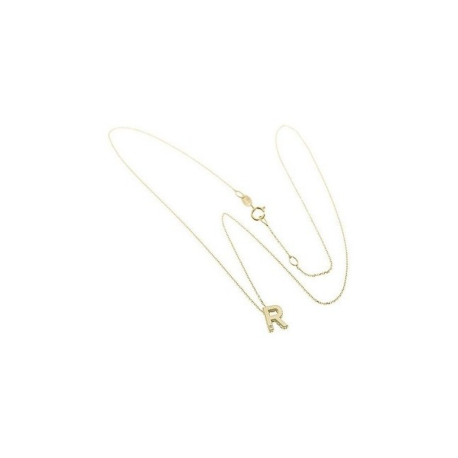 Collana Bliss con pendente lettera R in oro giallo