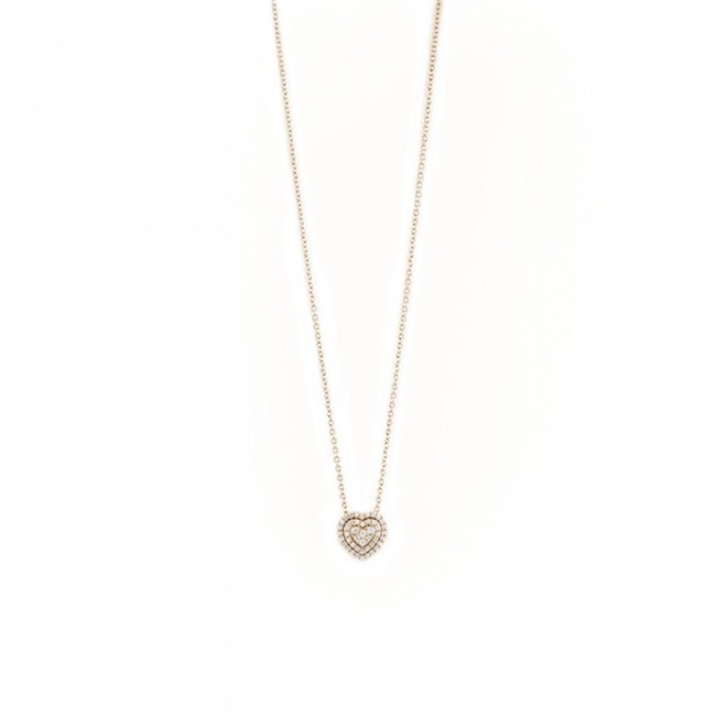 Salvini Bagliori necklace with pink heart and diamonds - 20091620