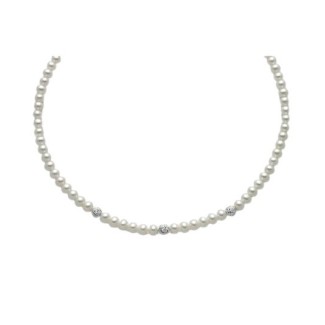 Collana Miluna in perle bianche da 6mm e boule in oro PCL4982B