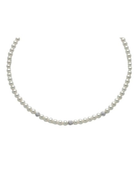 Collana Miluna in perle bianche da 6mm e boule in oro PCL4982B