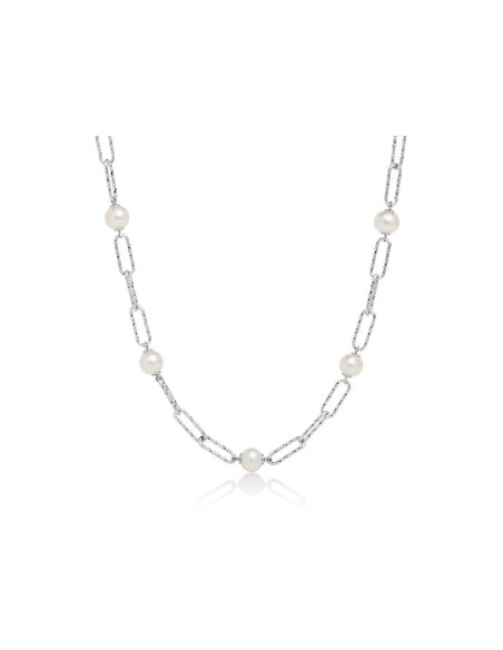 Miluna Miss Italia necklace in silver with 8mm pearls - PCL6066