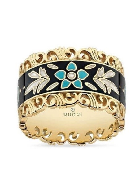 Anello Gucci Icon in oro con motivo floreale - YBC479370001015