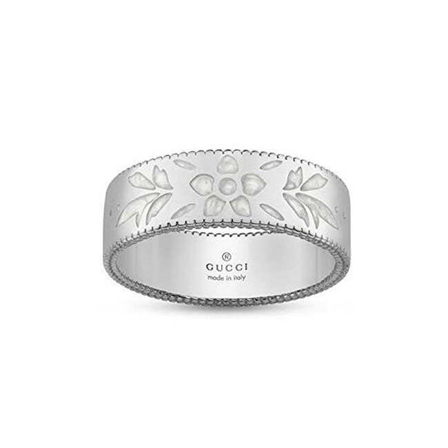 Anello Gucci Icon Blooms medio in oro bianco - YBC434525003016