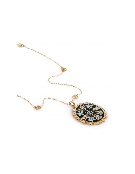 Gucci Icon long necklace in gold with enameled floral pendant