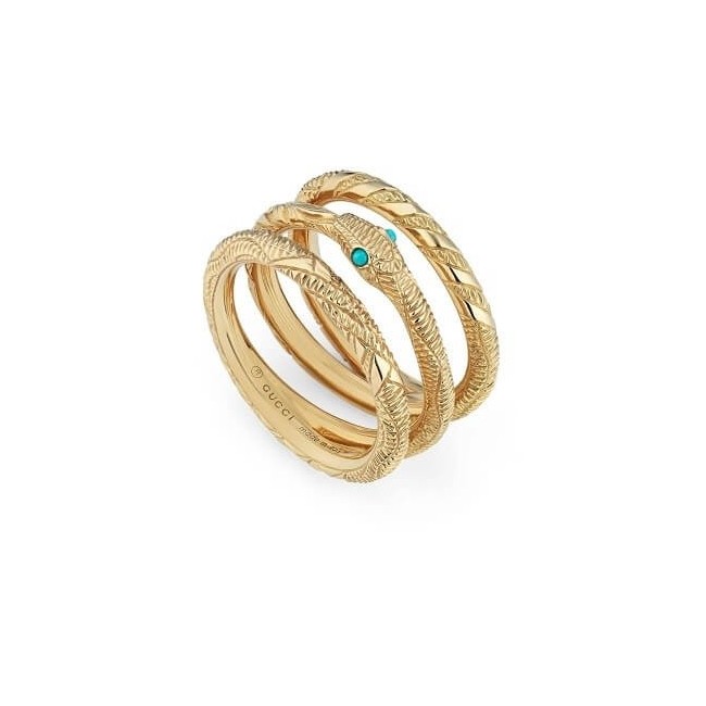 Anello Gucci serpente Ouroboros in oro giallo YBC553894001016