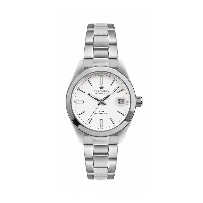 Orologio donna Pryngeps in acciaio bianco stile datejast - A1072