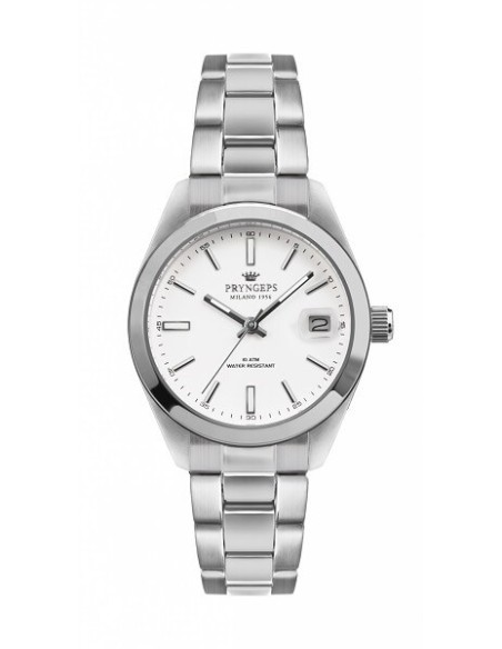 Orologio donna Pryngeps in acciaio bianco stile datejast - A1072