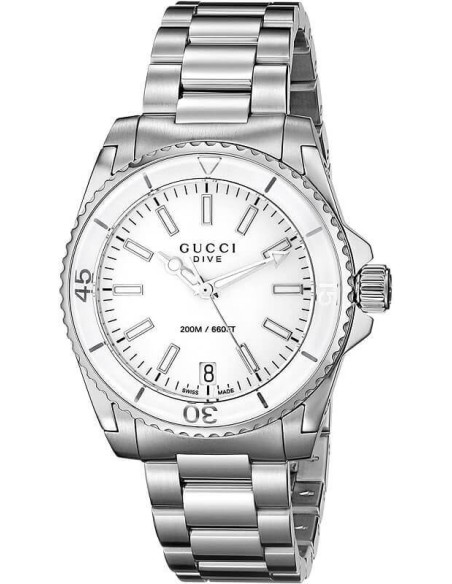 White Gucci Dive small watch in steel - YA136402