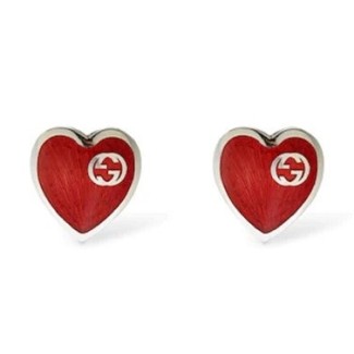 Orecchini Gucci Epilogue con cuore rosso in argento