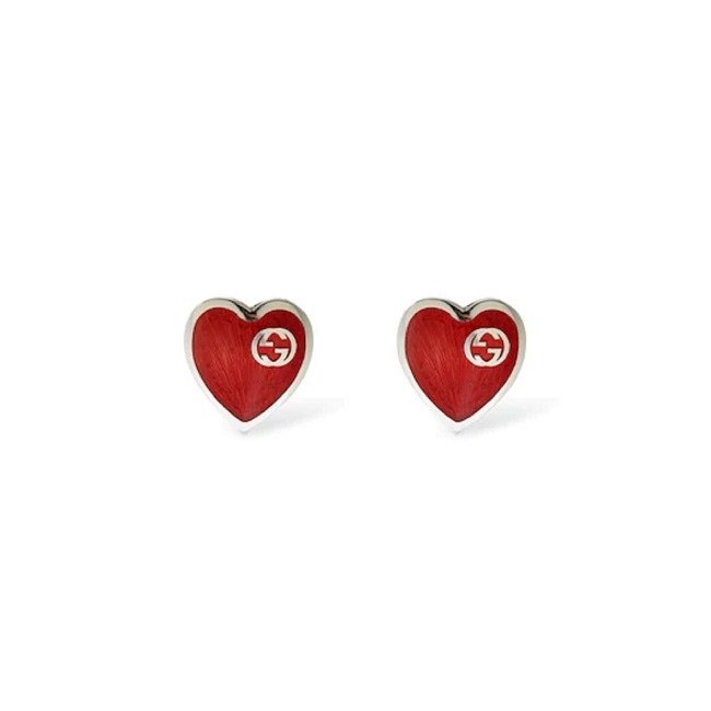 Orecchini Gucci Epilogue con cuore rosso in argento