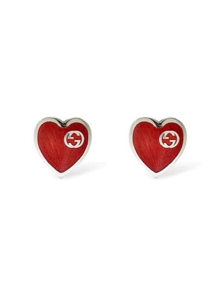 Orecchini Gucci Epilogue con cuore rosso in argento