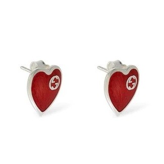 Gucci Epilogue earrings with red heart in silver 2