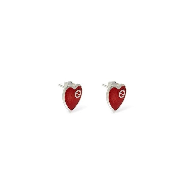 Orecchini Gucci Epilogue con cuore rosso in argento