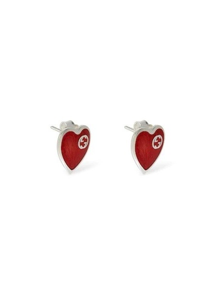 Orecchini Gucci Epilogue con cuore rosso in argento