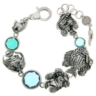Giovanni Raspini Mare Armband aus Silber mit Steinen und Fischen