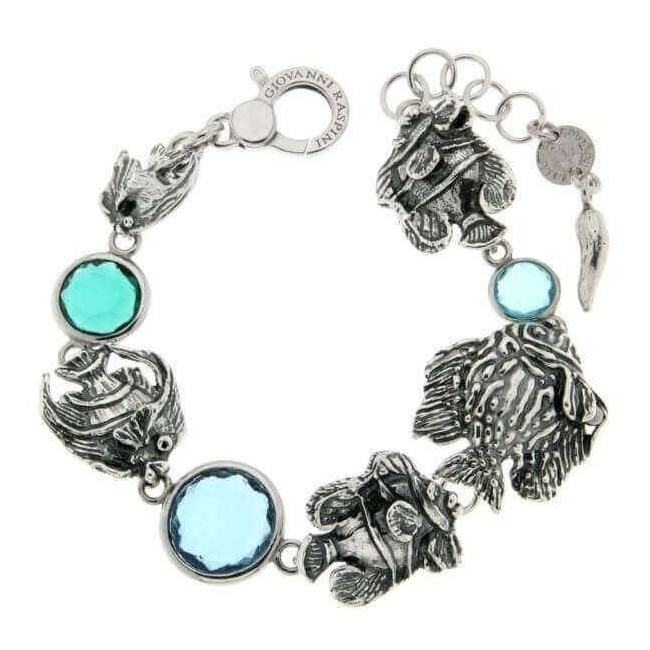 Giovanni Raspini Mare Armband aus Silber mit Steinen und Fischen
