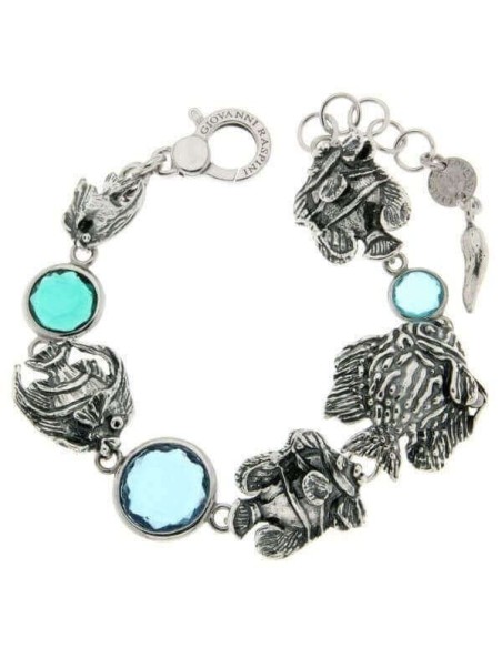 Giovanni Raspini Mare Armband aus Silber mit Steinen und Fischen
