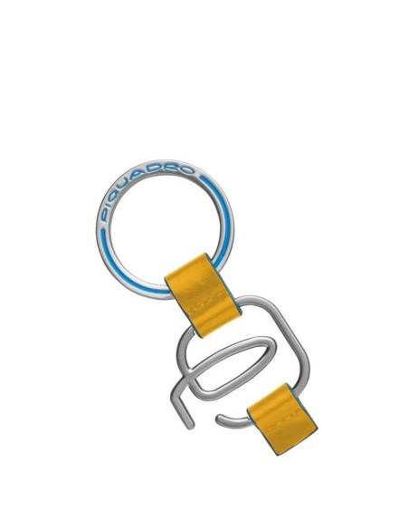 Piquadro logo keychain leather Blue Square Yellow - PC2847B2 / G