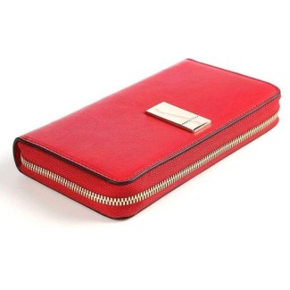 Piquadro Portafoglio donna a quattro scomparti con zip, rosso