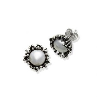 Orecchini bottone Raspini Anemone in argento e perla GR10568