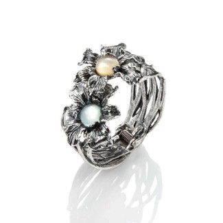 Raspini Bangle Iris rigid bracelet with spring and flowers