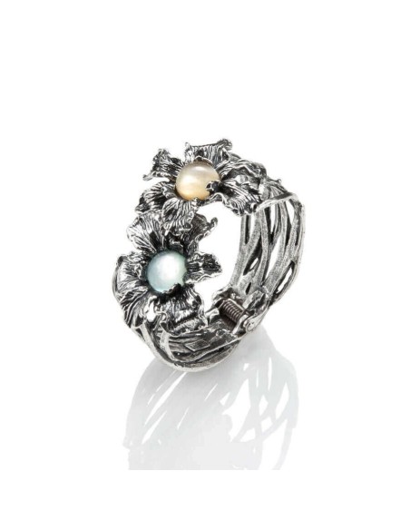 Raspini Bangle Iris rigid bracelet with spring and flowers