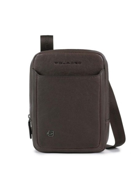 Piquadro Black Square Umhängetasche mit braunem Ipad CA3084B3 / TM