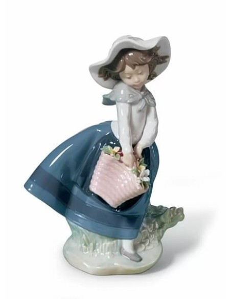 Lladrò Sculpture Girl with bag and flowers - 01005222