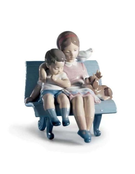 Lladrò Porzellanskulptur Kinder auf der Bank - 01006446