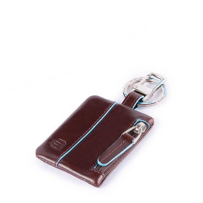 Piquadro keychain with side pocket Blue Square mahogany