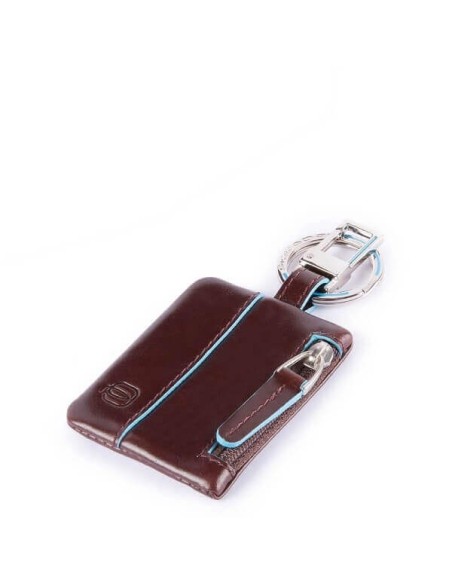 Piquadro keychain with side pocket Blue Square mahogany