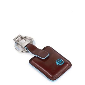 Piquadro Connequ Blue Square mahogany keychain