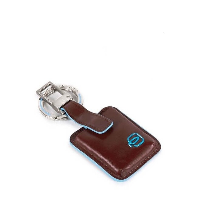 Piquadro Connequ Blue Square mahogany keychain