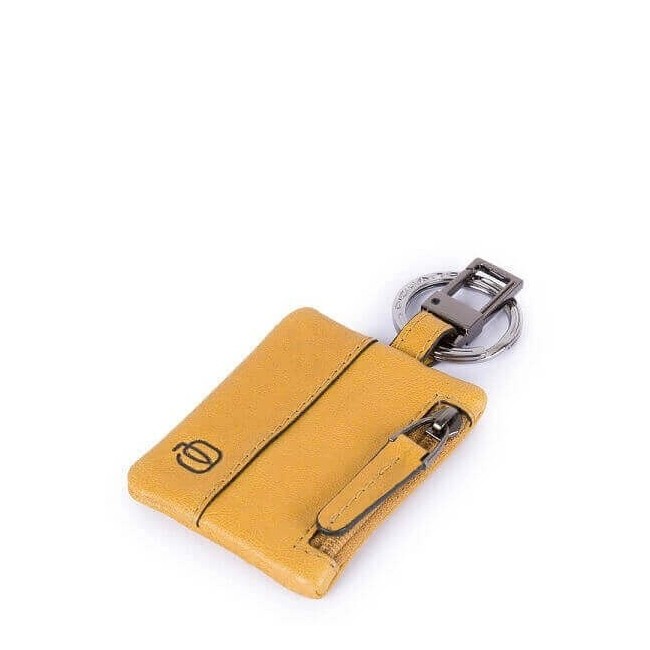 Piquadro keychain with side pocket Black Square yellow