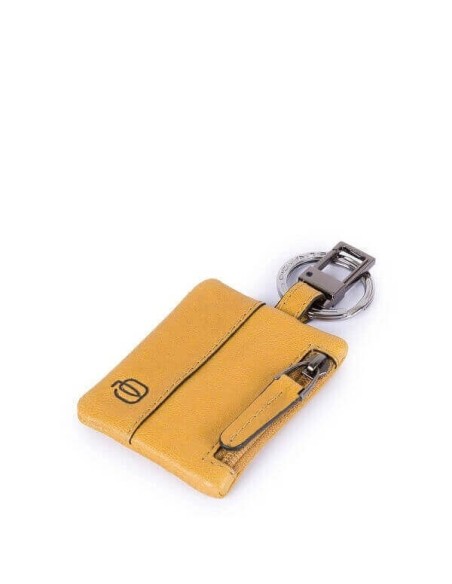 Piquadro keychain with side pocket Black Square yellow
